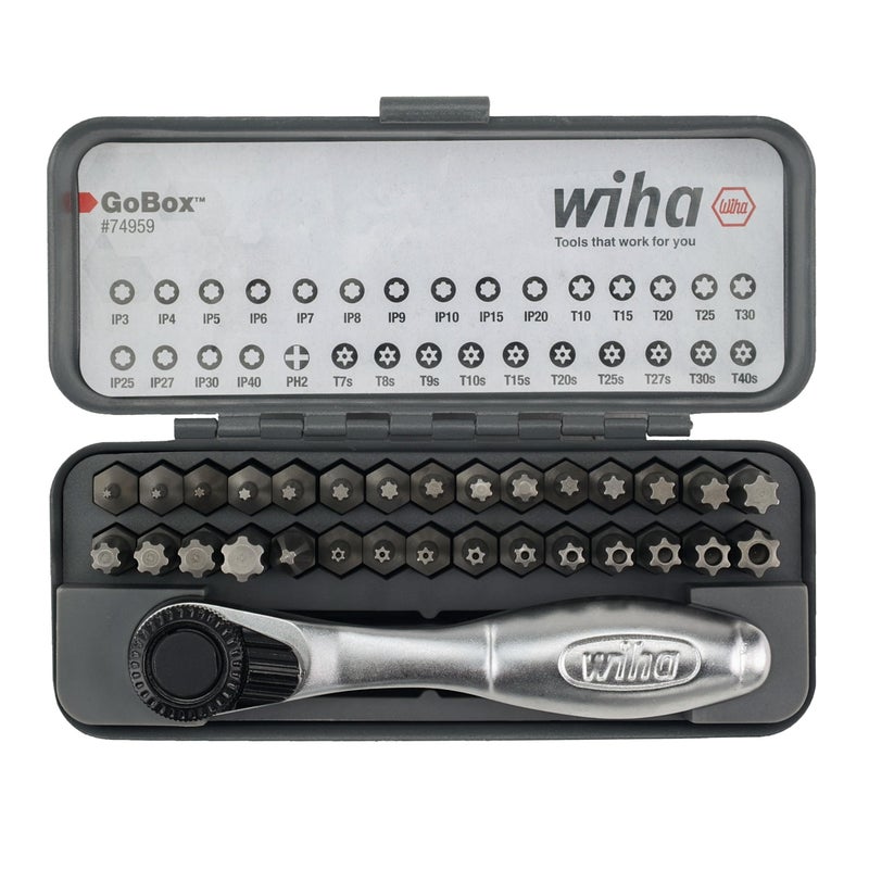 Wiha 74959 32 Piece GoBox Master Torx Bit Set with Mini Ratchet - Image 1
