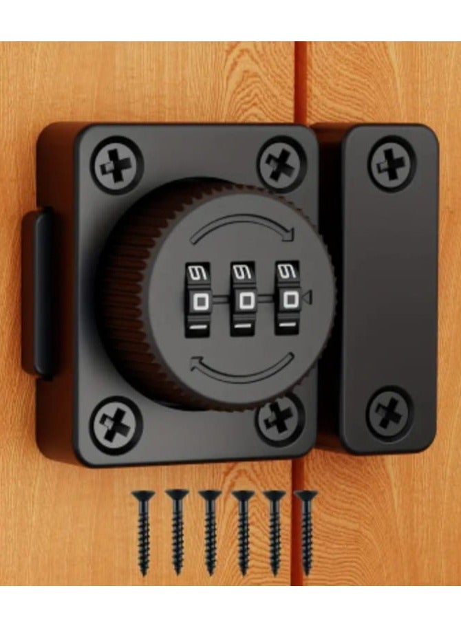 لوك قفل معدني صغير من الصلب المطلي من قطعتين،قفل بأرقام سرية للأدراج والخزائن والأبواب يثبت  ببراغي معدنية قفل أمان لغلق الأدراج والابواب 6 *5 سم أسود - Image 1