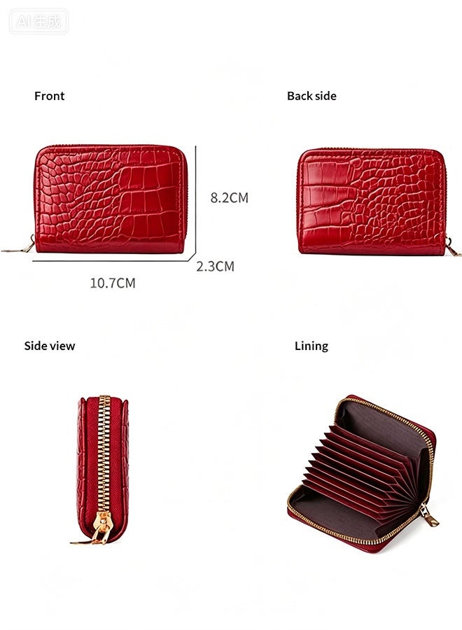 11-slot zipper folding card holder, anti-degaussing zipper, multi-function id coin purse - Image 2