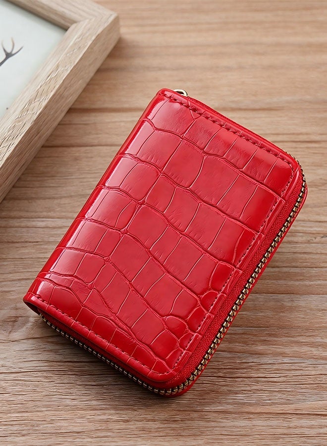 11-slot zipper folding card holder, anti-degaussing zipper, multi-function id coin purse - Image 1