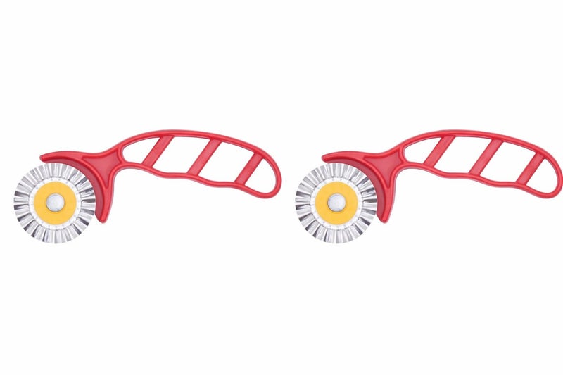 GS KITCHENWARE GS Multipurpose Karanji, Shankarpali, Pizza, Pastry & Sandwich Cutter | Fluted Wheel Roller with Plastic Handle | 5.5 cm Sharp Edge Set of 2. - Image 2