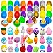 CHHOEAV 24 Pack Easter Mochi Squishy Toys Filled Easter Eggs Plastic Easter Eggs Filled with Easter Squishies Toys for Easter Eggs Hunt Gifts for Kids Boys Girls Party Favors Easter Basket Stuffers - Image 2