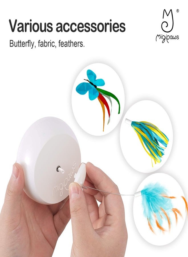 Migipaws Interactive Cat Toys, Butterfly & Feather Kitten Toy,Automatic Spinning Ball for Indoor Bored Cats,Self Play Intelligent Touch Senser, 3 Replacements - Image 3
