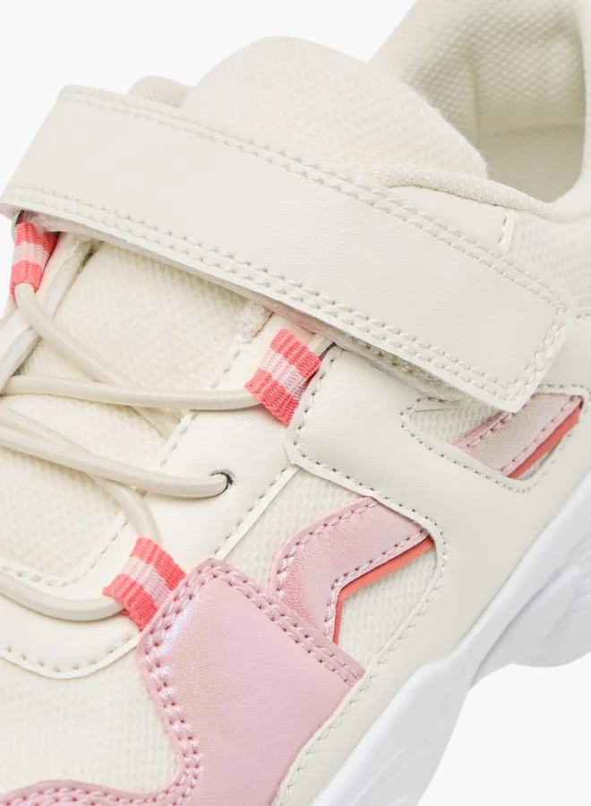 Flora Bella By Shoexpress Girls Embellished Panelled Sneakers with Hook-and-Loop Closure
