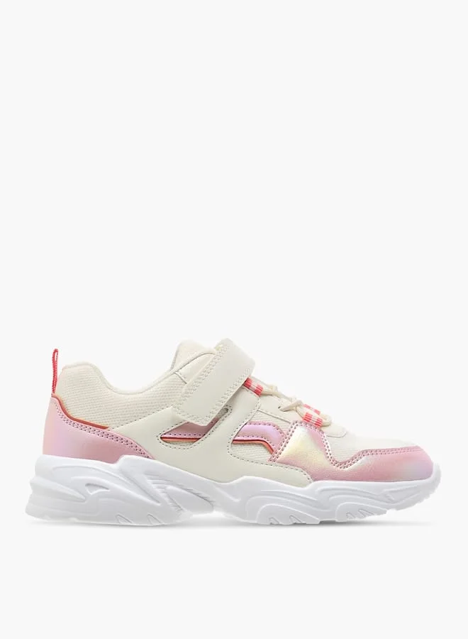 Flora Bella By Shoexpress Girls Embellished Panelled Sneakers with Hook-and-Loop Closure