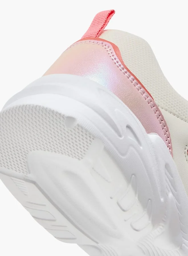 Flora Bella By Shoexpress Girls Embellished Panelled Sneakers with Hook-and-Loop Closure