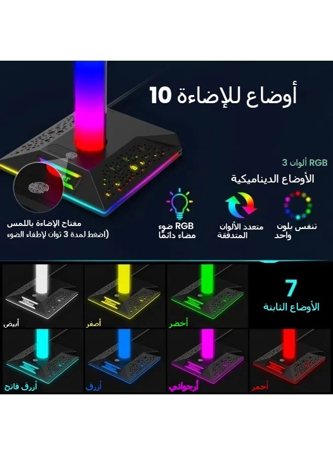 General Gamepad hooks RGB illuminated headphone stands handle display stands and expansion ports are weighted at the bottom  - Image 2