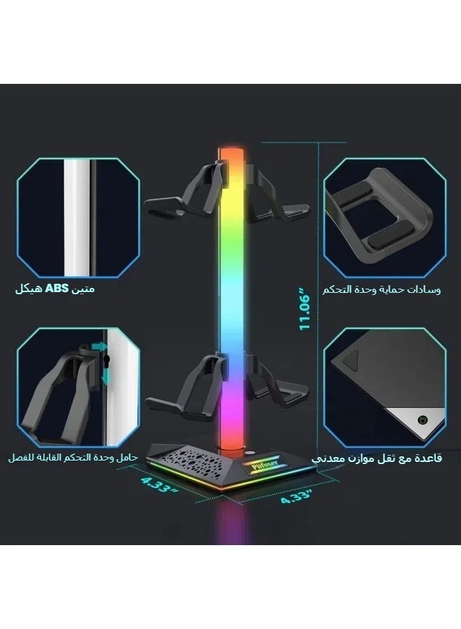 General Gamepad hooks RGB illuminated headphone stands handle display stands and expansion ports are weighted at the bottom  - Image 3