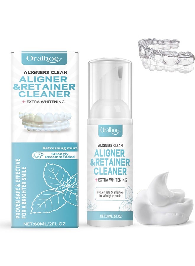 ORALHOE Aligners  Clean  Aligner & Retainer Cleaner Dental Appliance Cleaner - Denture Cleaning Foam Aligner Retainer Cleaning Foam for Night Mouth Guard False Teeth Cleaning -60ml - Image 1