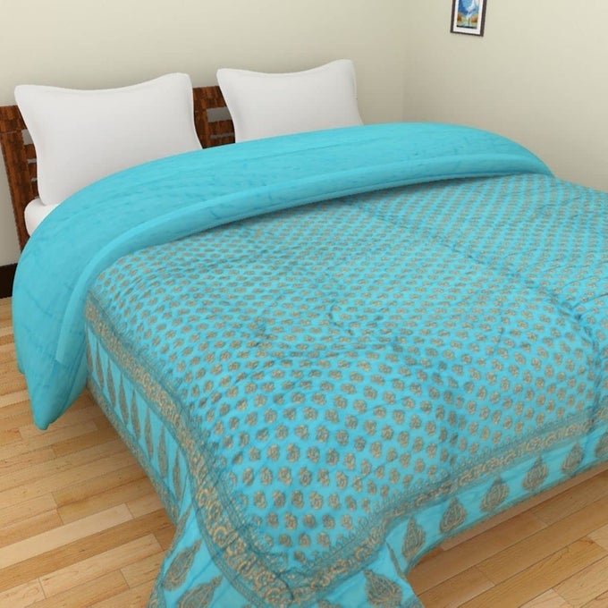 TRADITIONAL FAMOUS JAIPURI BEAUTIFUL FLORAL PRINT IN MULTI COLOUR JAIPURI RAJAIRAZAIQUILT DOUBLEDOUBLE BED QUILTCOMFORTERAC QUILTAC COMFORTER