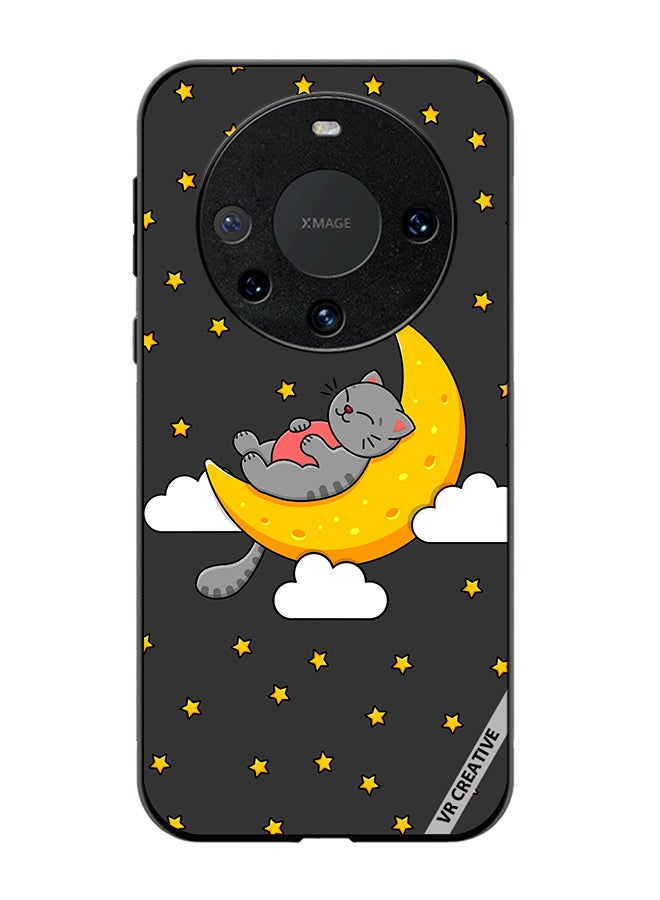 VR CREATIVE Protective Case Cover For Huawei Mate 60 The Gray Cat Sleeps On The Moon Sky Stars Design Multicolour - Image 1