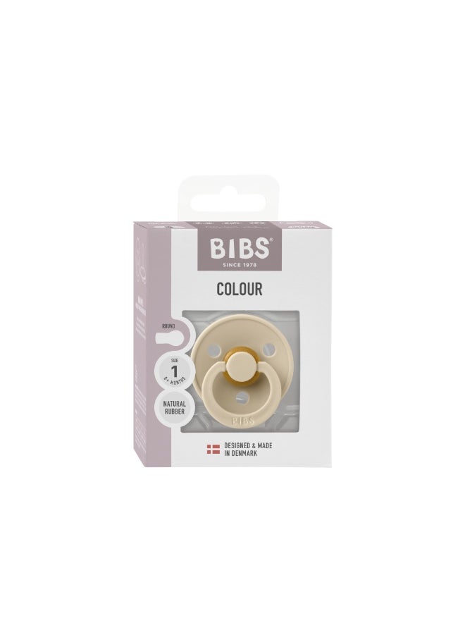 BIBS BIBS Pacifier Colour 1 PACK | Round Nipple Baby Pacifier | BPA Free Natural Rubber Latex Soother | Made in Denmark | Size 1 (0-6 months) Vanilla  - Image 1