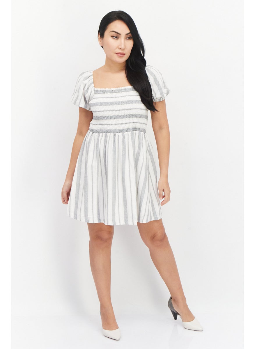 Lost + Wander - Women Stripe Mini Dress, White Combo - Image 1