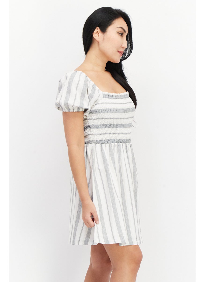 Lost + Wander - Women Stripe Mini Dress, White Combo - Image 1