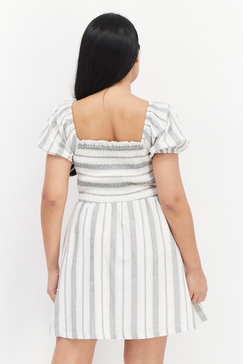 Lost + Wander Women Stripe Mini Dress, White Combo - Image 4