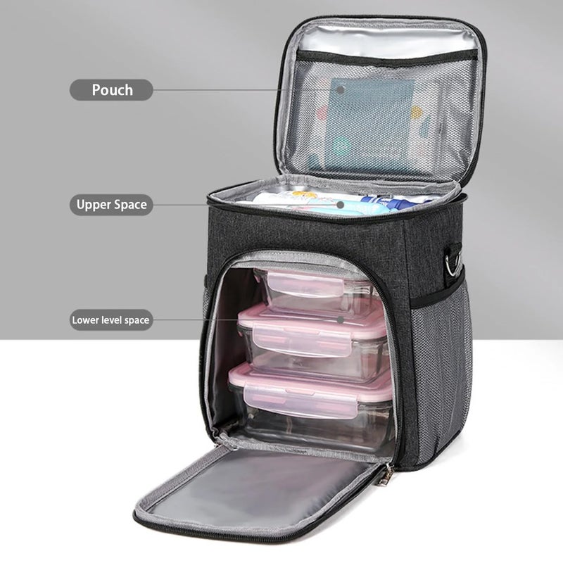Mancro Breastmilk Cooler Bag, Fits 6 Insulated Baby Bottles Up to 9 Ounce, Breast Milk Cooler for Nursing Mom (Rectangular Shape Black) - Image 4