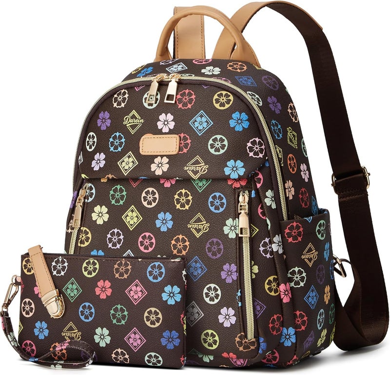 Makes Mini Backpack for Women, Stylish Daypack Purse Handbag Small Casual Daily Travel Bag, Lady Girls Gifts for Work School, 2pcs Sets - Image 1