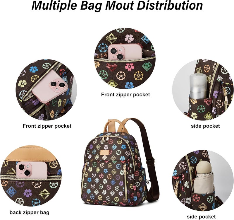 Makes Mini Backpack for Women, Stylish Daypack Purse Handbag Small Casual Daily Travel Bag, Lady Girls Gifts for Work School, 2pcs Sets - Image 2