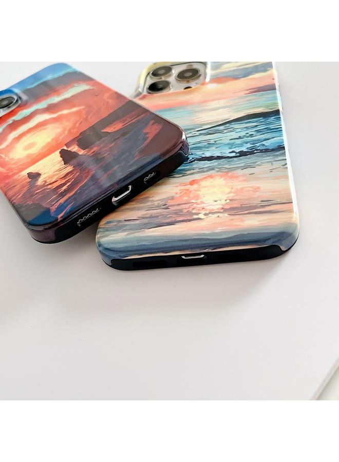 اس-توب جراب لهاتف iPhone 14 Pro 2 في 1 قابل للفصل بنمط لوحة زيتية بحرية - Image 4