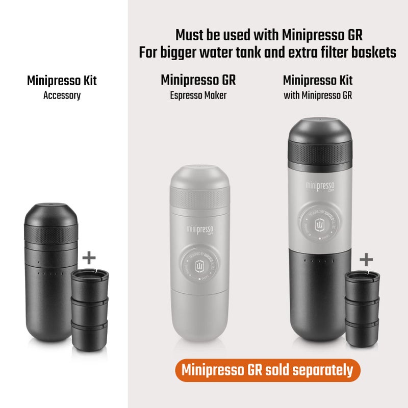 WACACO طقم WACACO Minipresso، ملحق لـ Minipresso GR، خزان مياه أكبر مع 3 سلال فلتر، لإسبريسو لونغو - Image 3