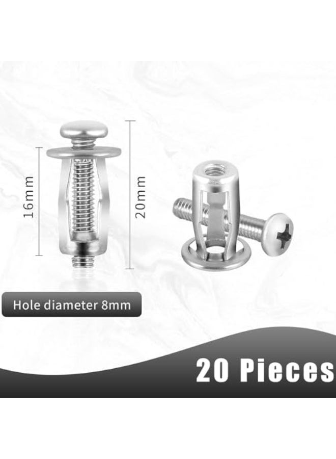 Expansion Screws Petal Nuts, 20 Pieces M4 Self Tapping Screws and Ribbed Anchors Assortment Screws Kit, Dowels with Screws Assembly for 0-5mm Mental Hollow Wall Iron Skin Hollow Plastic Sheet, 8X16MM - Image 2