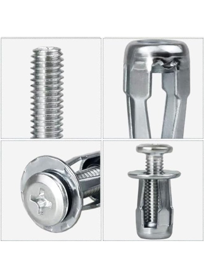 Expansion Screws Petal Nuts, 20 Pieces M4 Self Tapping Screws and Ribbed Anchors Assortment Screws Kit, Dowels with Screws Assembly for 0-5mm Mental Hollow Wall Iron Skin Hollow Plastic Sheet, 8X16MM - Image 4