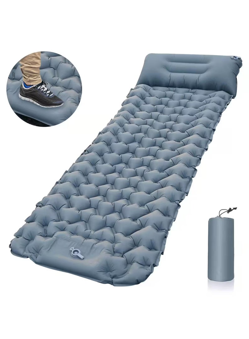 HUMJO Ultralight Portable Camping Inflatable Mattress with Foot Pump, Trekking Mattress Foldable Jointive Compact Ultra-Light Air Mattress for Camping Hiking - Image 1