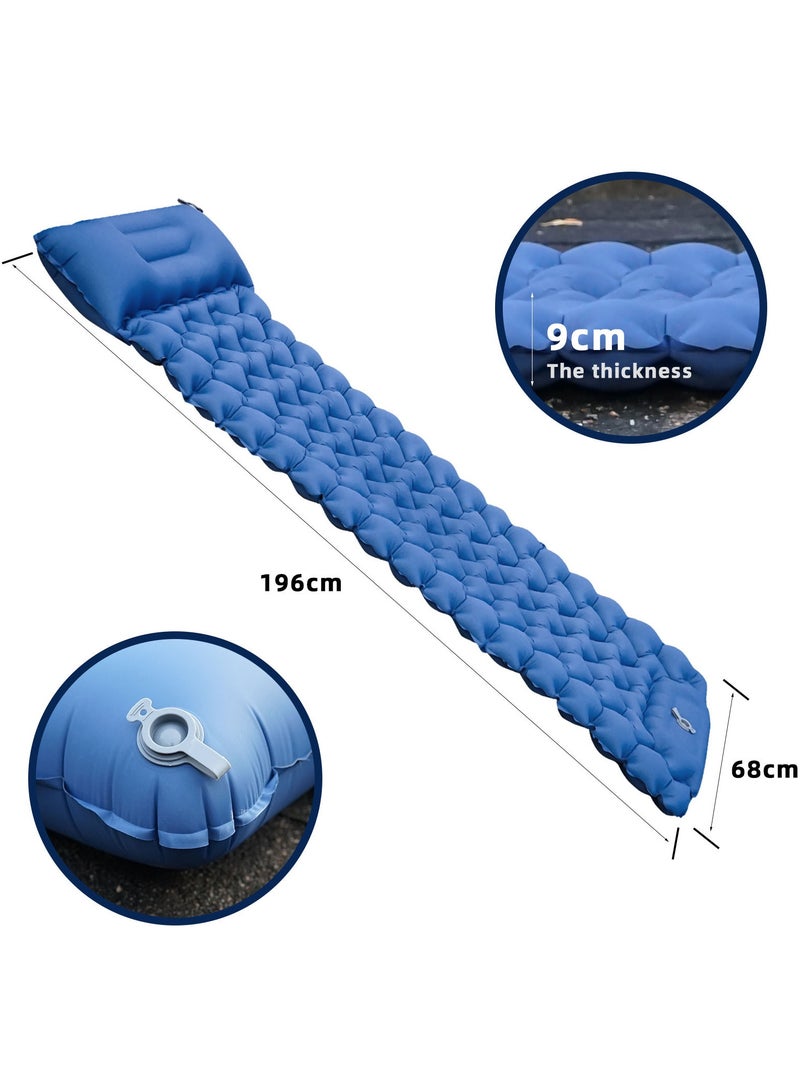 HUMJO Ultralight Portable Camping Inflatable Mattress with Foot Pump, Trekking Mattress Foldable Jointive Compact Ultra-Light Air Mattress for Camping Hiking - Image 3