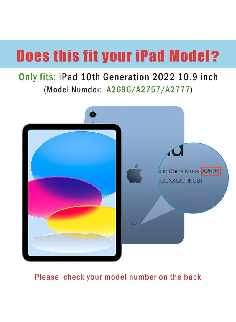راكسوم حافظة لجهاز iPad 10.9 بوصة من الجيل العاشر مع حامل قلم 2022، غطاء خلفي شفاف ثلاثي الطيات، غطاء واقٍ مقاوم للصدمات لجهاز iPad 10th Gen A2696 A2757 A2777 2022 وردي - Image 2