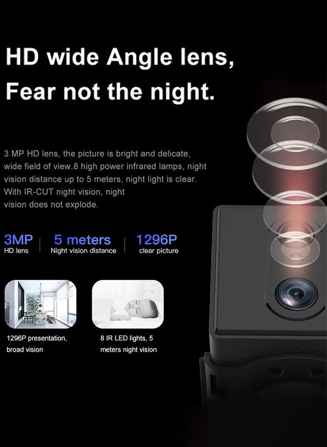 3MP with 128 TF Card Mini Camera Human Detection WiFi Camera Built-In 2000mAh Battery Security Surveillance Camcorder Video Recorder