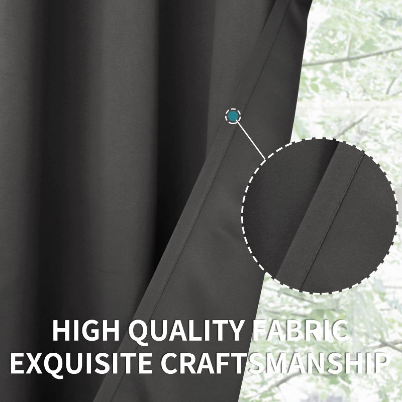 BGment Dark Grey Blackout Curtains 30 Inches Length for Basement Camper - Rod Pocket Room Darkening Short Window Drapes for Kitchen Bathroom Cafe  2 Panels  42 x 30 Inch - Image 4