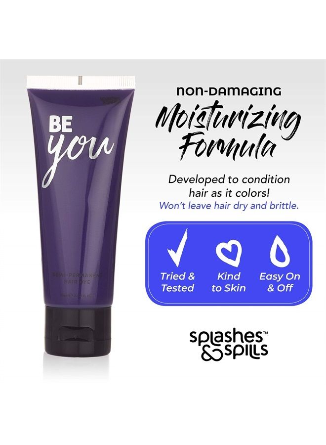 Splashes & Spills Semi-Permanent Violet Hair Dye - Vibrant 2.36 Oz. Tubes Temporary Hair Color - Ammonia and Peroxide Free -Vegan and 100% Cruelty-Free Toner - Lasts for 7-15 Shampoos - by Splashes and Spills - Image 3