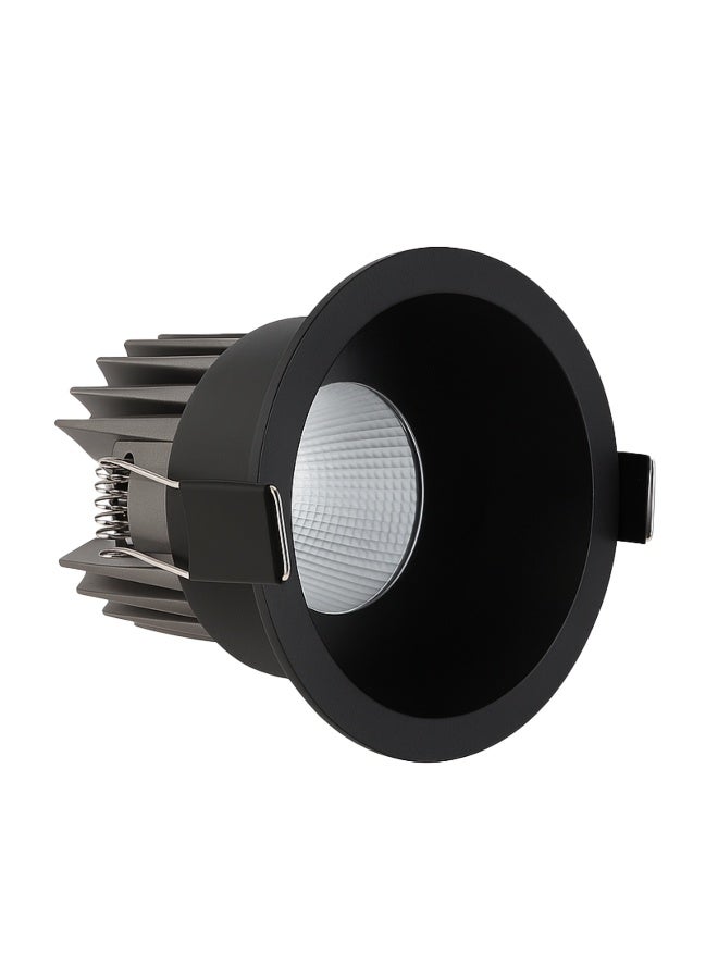 ALFRIDAY Recessed LED Downlight, 12W COB, Warm 3000K, Matte Black, Built-in Driver, Dimmable - Image 1