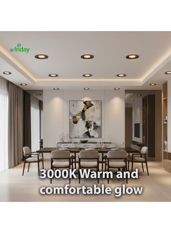 ALFRIDAY Recessed LED Downlight, 12W COB, Warm 3000K, Matte Black, Built-in Driver, Dimmable - Image 2