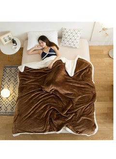 Generic Pure Color Lamb Cashmere Fleece Blanket, Universal In All Seasons, Double-sided Plush Blanket for Sofa and Camping, 100cm/120cm-0.6kg, ((Coffee color)  - Image 1