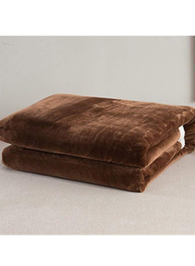 Generic Pure Color Lamb Cashmere Fleece Blanket, Universal In All Seasons, Double-sided Plush Blanket for Sofa and Camping, 100cm/120cm-0.6kg, ((Coffee color) - Image 4