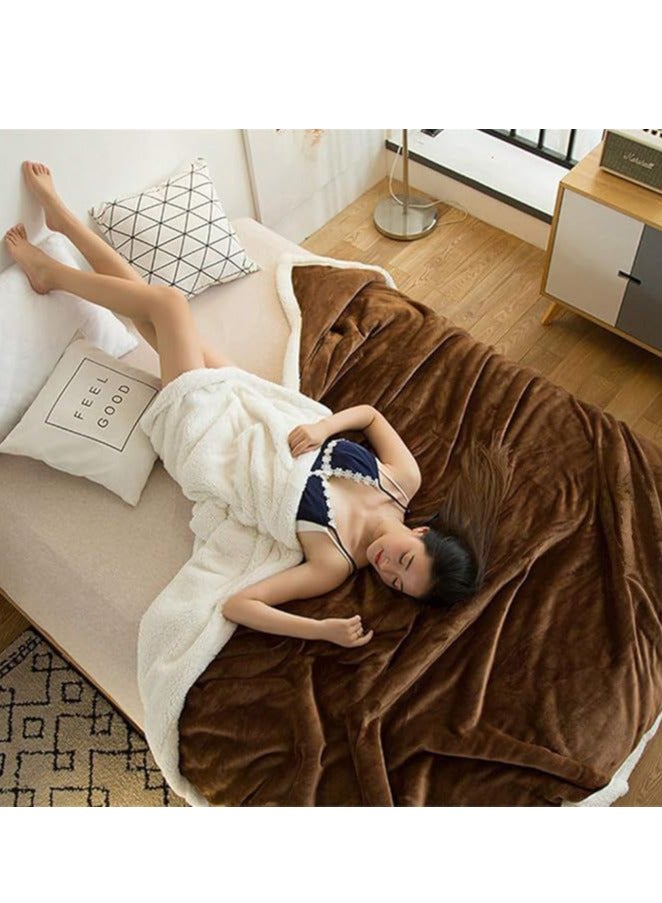 Generic Pure Color Lamb Cashmere Fleece Blanket, Universal In All Seasons, Double-sided Plush Blanket for Sofa and Camping, 100cm/120cm-0.6kg, ((Coffee color) - Image 5
