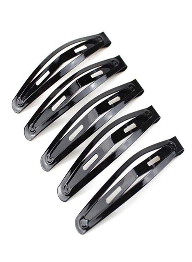 Lurrose 10pcs 6cm Black Snap Hair Clips Simple Oval Metal Barrettes for Girls - Image 3