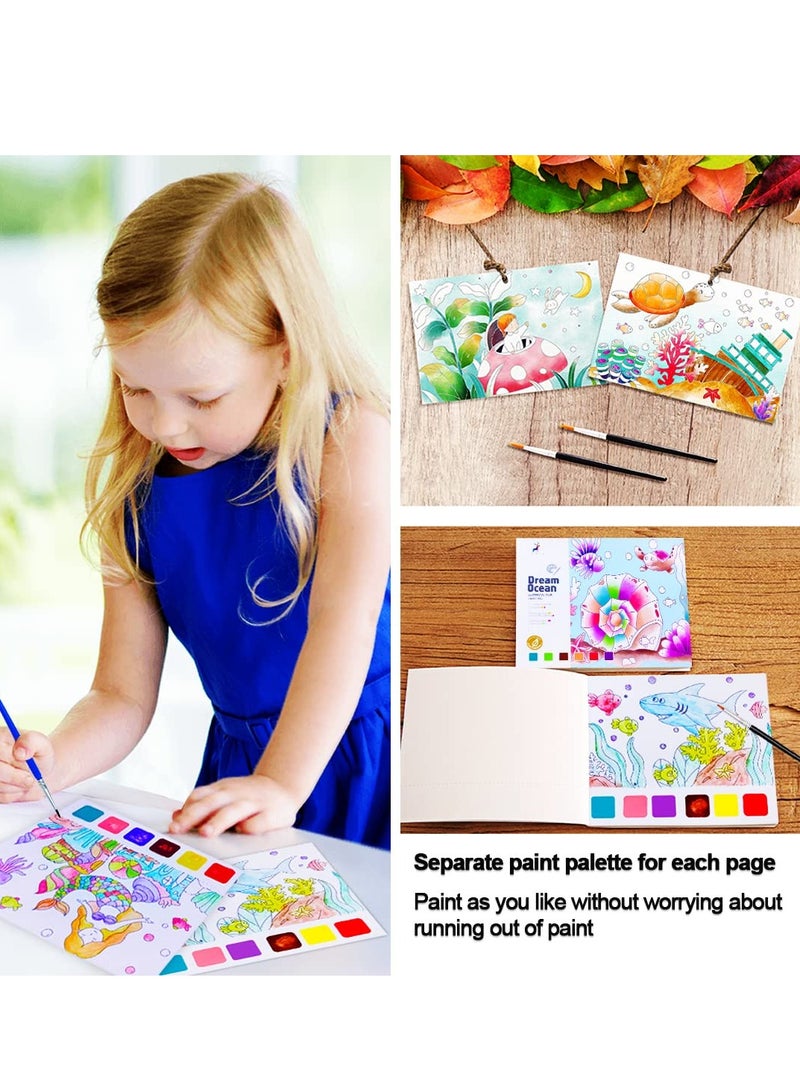 SYOSI Pocket Watercolor Painting Book for Toddlers Travel Pocket Watercolor Kit with Paints Arts and Crafts for Girls Boys Water Colors Paint Book Kids Watercolor Coloring Books for Kids Ages 4 to 8 - Image 5