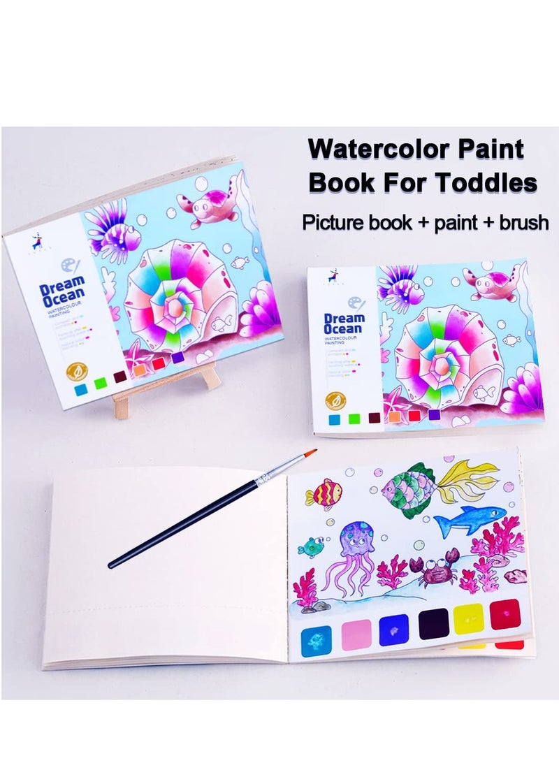 SYOSI Pocket Watercolor Painting Book for Toddlers Travel Pocket Watercolor Kit with Paints Arts and Crafts for Girls Boys Water Colors Paint Book Kids Watercolor Coloring Books for Kids Ages 4 to 8 - Image 4