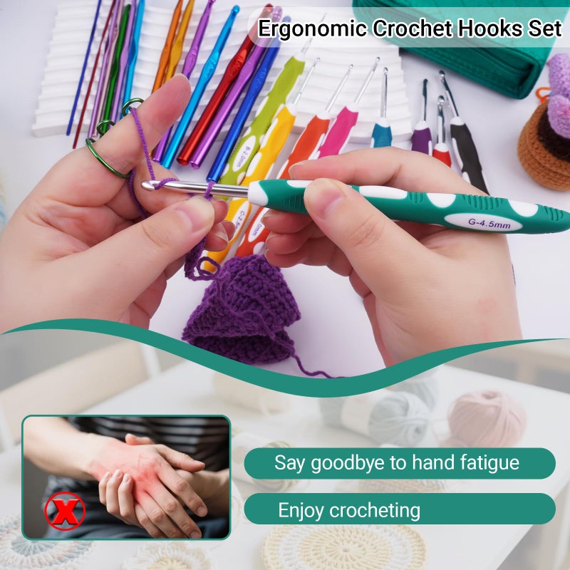 Hobekoee 23 Sizes Crochet Hooks Set with Case,2mm-10mm Ergonomic Crochet Needles for Arthritic Hands,Complete Crochet Kit for Beginners and Experiencer - Image 5