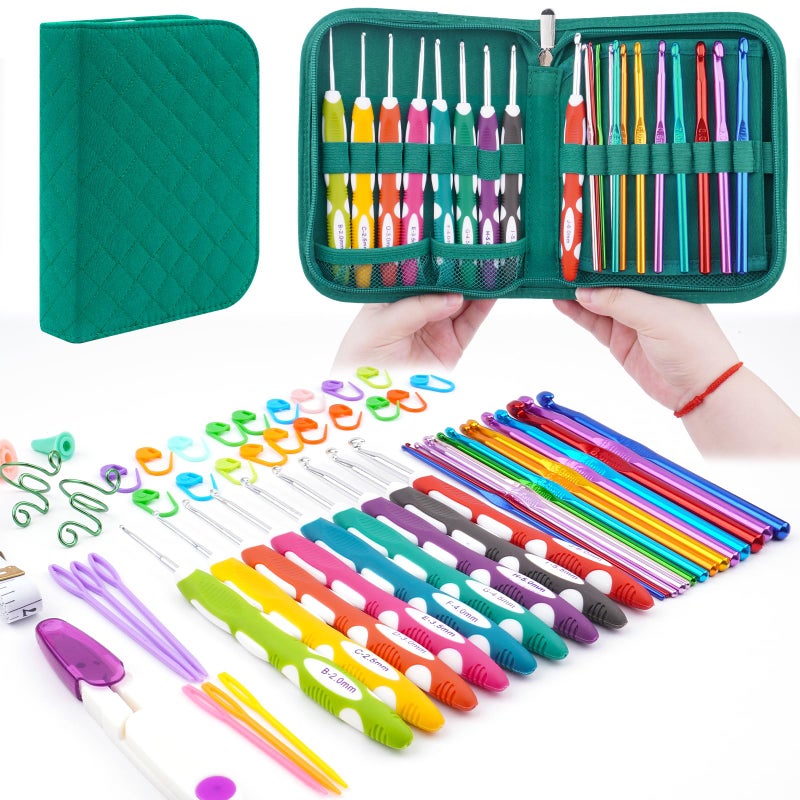 Hobekoee 23 Sizes Crochet Hooks Set with Case,2mm-10mm Ergonomic Crochet Needles for Arthritic Hands,Complete Crochet Kit for Beginners and Experiencer - Image 1