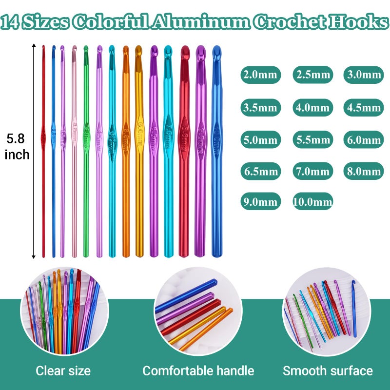 Hobekoee 23 Sizes Crochet Hooks Set with Case,2mm-10mm Ergonomic Crochet Needles for Arthritic Hands,Complete Crochet Kit for Beginners and Experiencer - Image 4