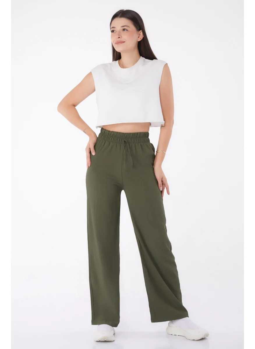 Tofisa Plain Mid Women's Khaki Trousers - 13002