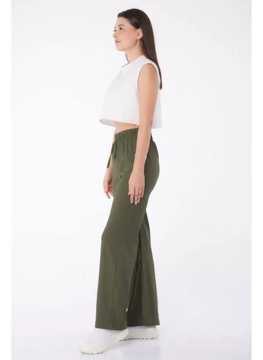 Tofisa Plain Mid Women's Khaki Trousers - 13002