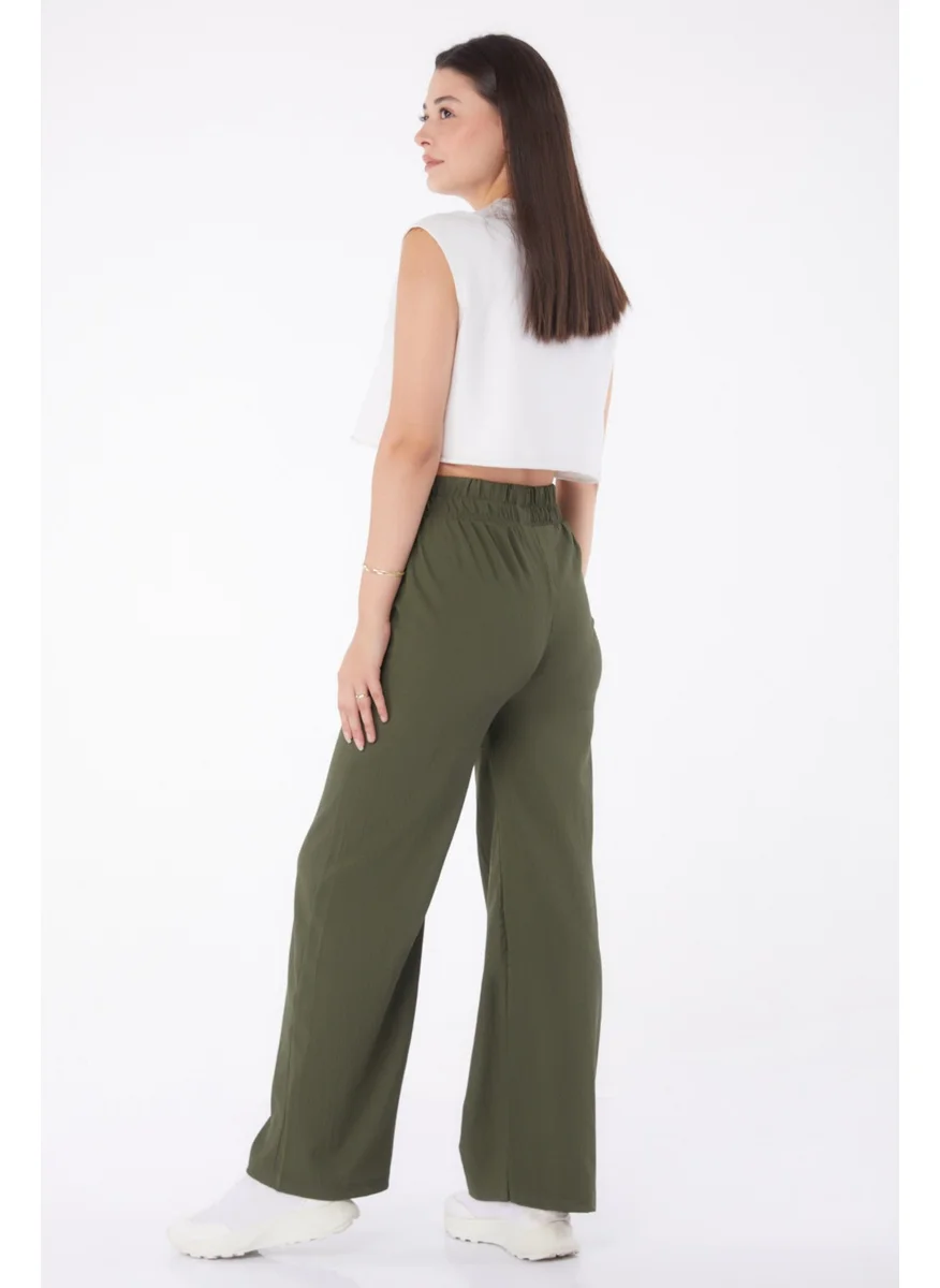 Tofisa Plain Mid Women's Khaki Trousers - 13002