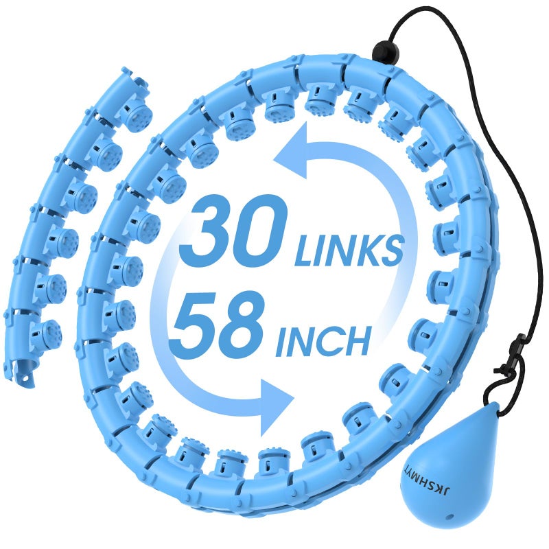 JKSHMYT Weighted Hula Circle Hoops for Adults Weight Loss Infinity Fit Hoop Plus Size 30 Detachable Links Exercise Hoop for Women and Beginners Blue - Image 2
