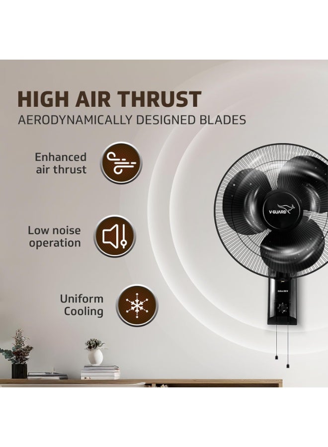V-Guard Esfera SW N 400 mm Wall Fan | High-Speed 1350 RPM Motor | 3 Speed Settings | Aerodynamic 3 Blades | Adjustable Tilt & Oscillation | Copper Winding & ABS Body | Black - Image 4