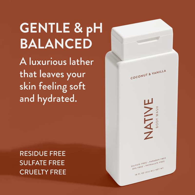 Native Body Wash Contains Naturally Derived Ingredients | for Women & Men, Sulfate, Paraben, & Dye Free Leaving Skin Soft & Hydrated |Coconut & Vanilla, Lavender Rose, & Cucumber Mint, 18 oz Pack of 3 - Image 2