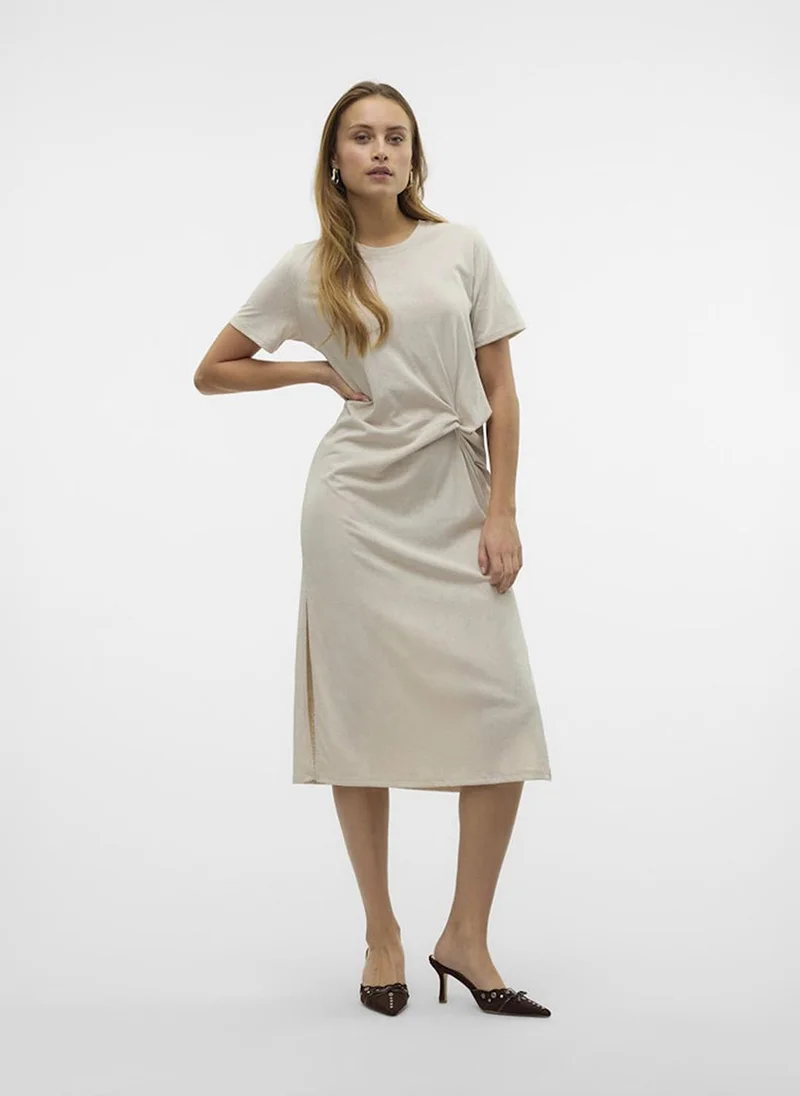 فيرو مودا Women's Vmtass Short Sleeve O-Neck 7/8 Dress Jersey